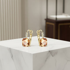 CUBIC ZIRCONIA COLLECTION - CHAMPAGNE CRYSTAL DROP EARRINGS - CZER606
