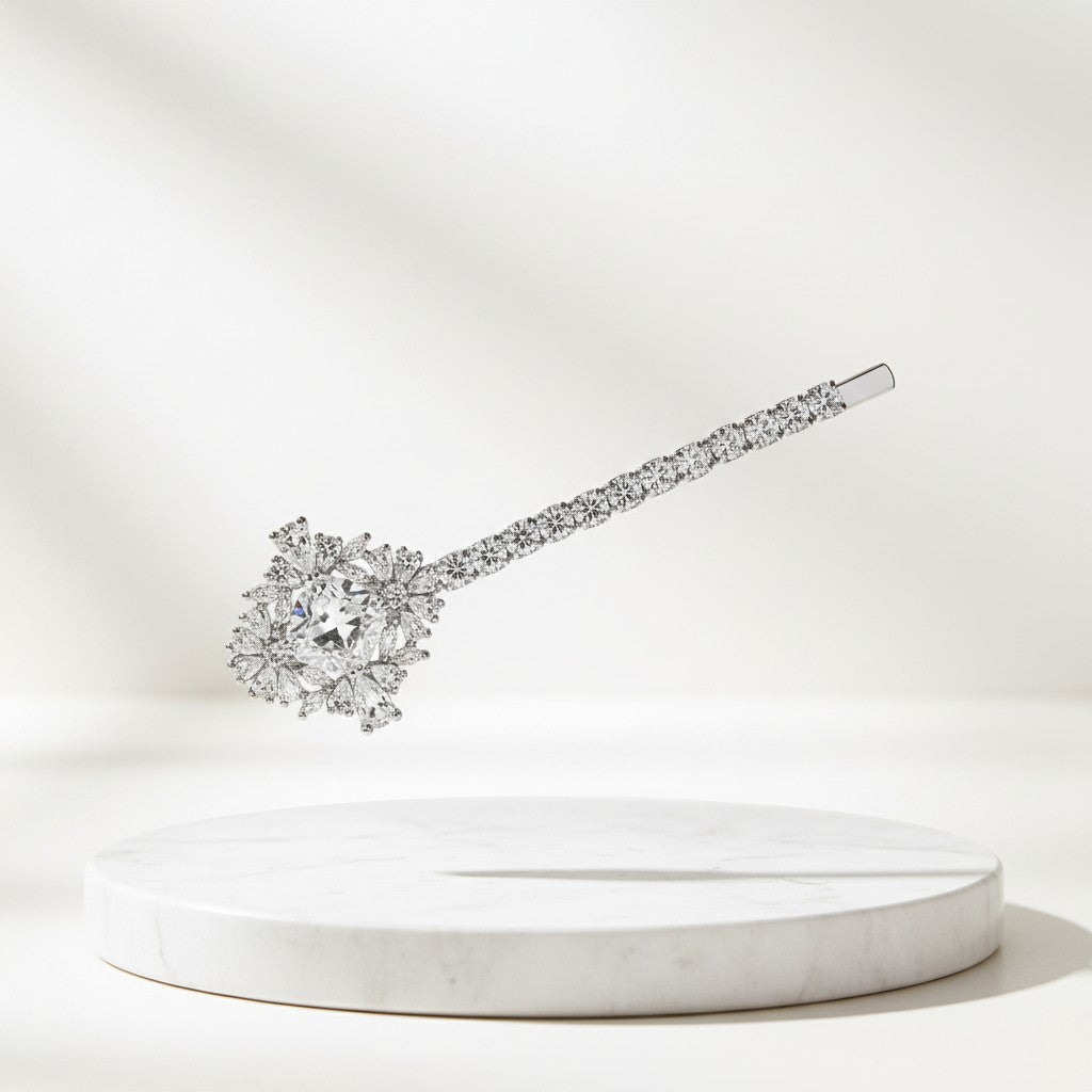 CUBIC ZIRCONIA COLLECTION - GLITZY GLAM HAIR CLIP - CLIP763