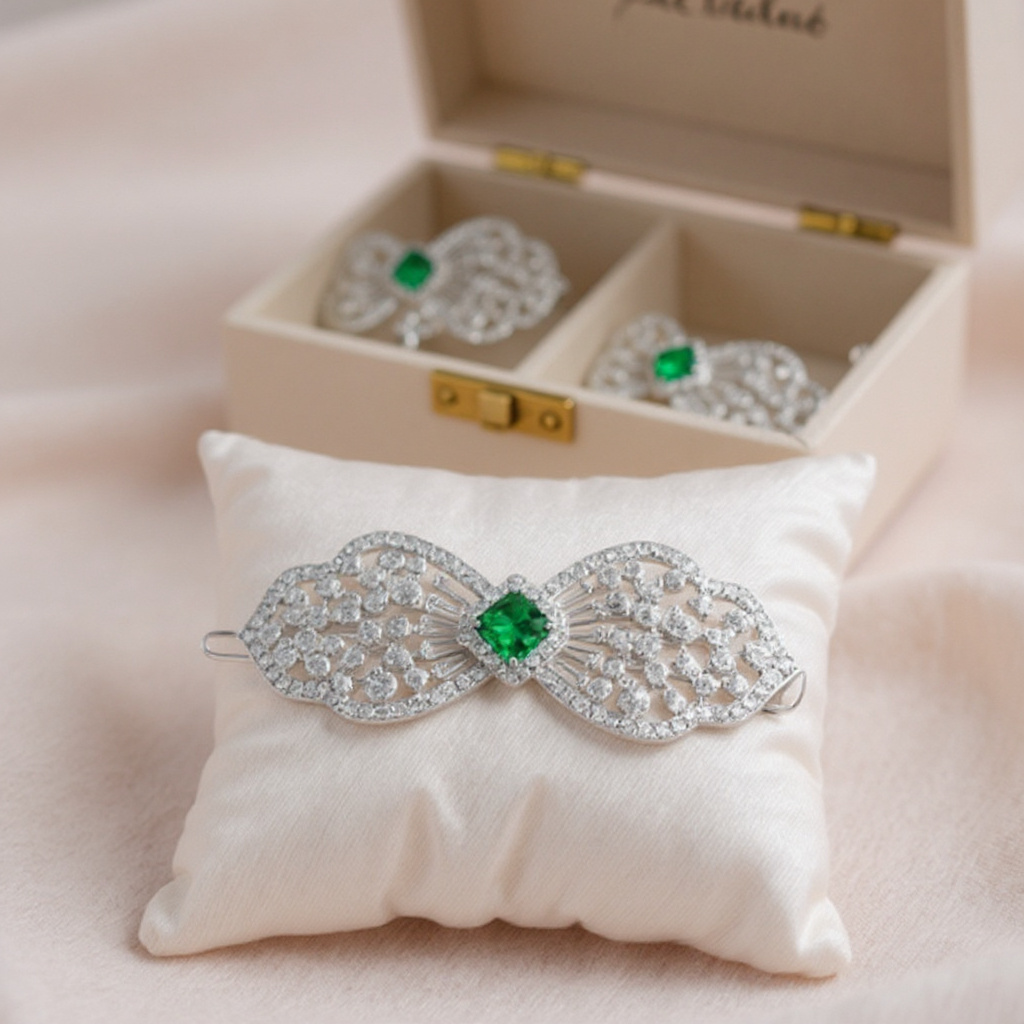 CUBIC ZIRCONIA COLLECTION - CRYSTAL EXTRAVAGANCE HAIR CLIP - CLIP764 EMERALD