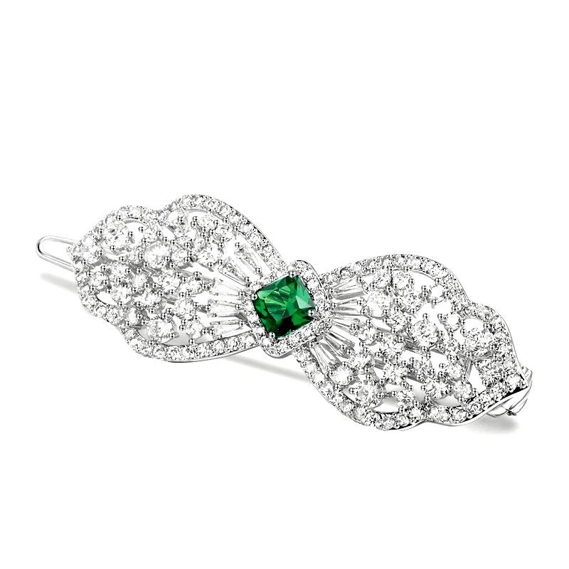 CUBIC ZIRCONIA COLLECTION - CRYSTAL EXTRAVAGANCE HAIR CLIP - CLIP764 EMERALD