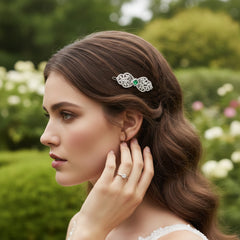 CUBIC ZIRCONIA COLLECTION - CRYSTAL EXTRAVAGANCE HAIR CLIP - CLIP764 EMERALD