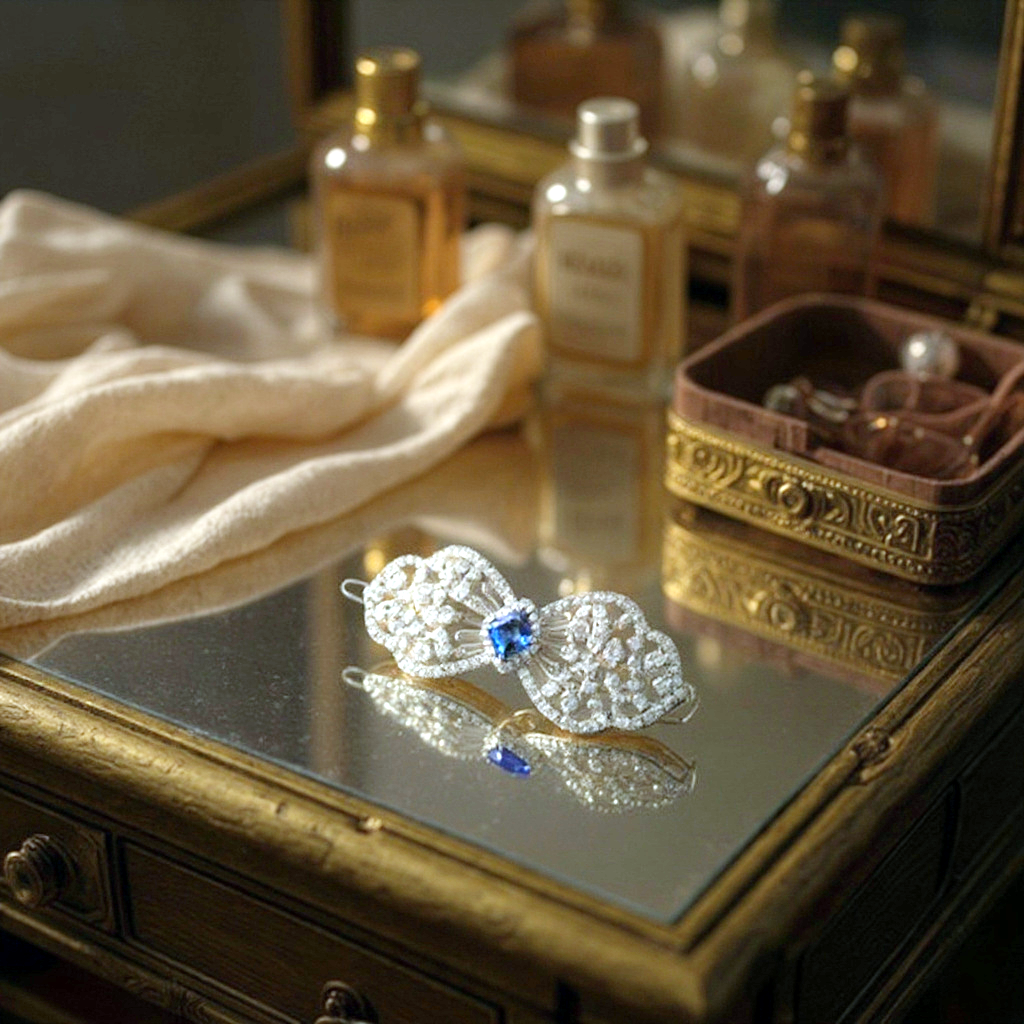 CUBIC ZIRCONIA COLLECTION - CRYSTAL EXTRAVAGANCE HAIR CLIP - CLIP764 SAPPHIRE