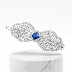 CUBIC ZIRCONIA COLLECTION - CRYSTAL EXTRAVAGANCE HAIR CLIP - CLIP764 SAPPHIRE