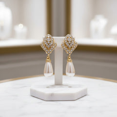 ATHENA COLLECTION - GOLD LUXE CLIP ON EARRINGS - CZER615