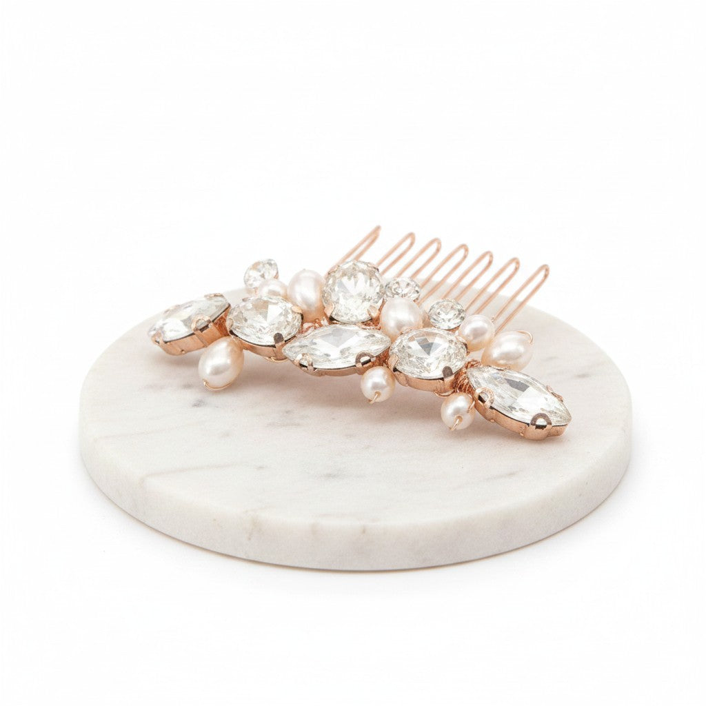 ATHENA COLLECTION - PRETTY PETITE HAIR COMB - HC224 ROSE GOLD