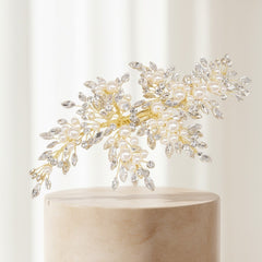 ATHENA COLLECTION - PEARLS OF EXTRAVAGANCE HEADPIECE - HC227  GOLD
