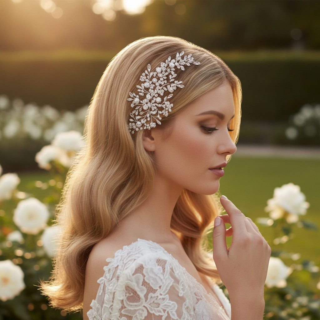 ATHENA COLLECTION - CRYSTAL EXTRAVAGANCE HEADPIECE - HC226 SILVER