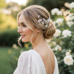 ATHENA COLLECTION - LUSH CRYSTAL HAIR PINS - PIN53 SILVER