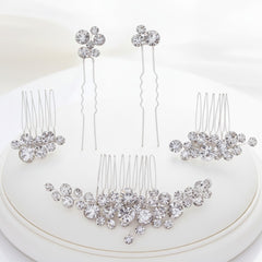 ATHENA COLLECTION - LUSH CRYSTAL HAIR PINS - PIN53 SILVER