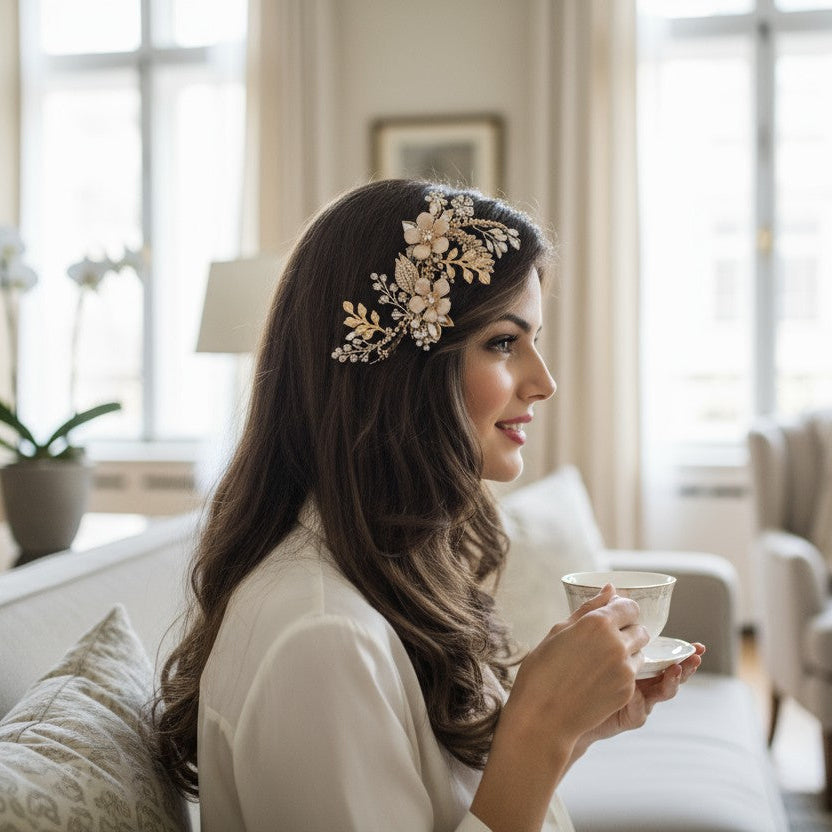 ATHENA COLLECTION - EXQUISITE PINK BLUSH HEADPIECE - HC232