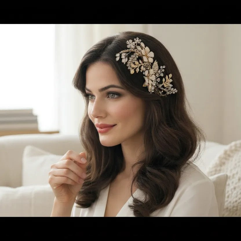 ATHENA COLLECTION - EXQUISITE PINK BLUSH HEADPIECE - HC232