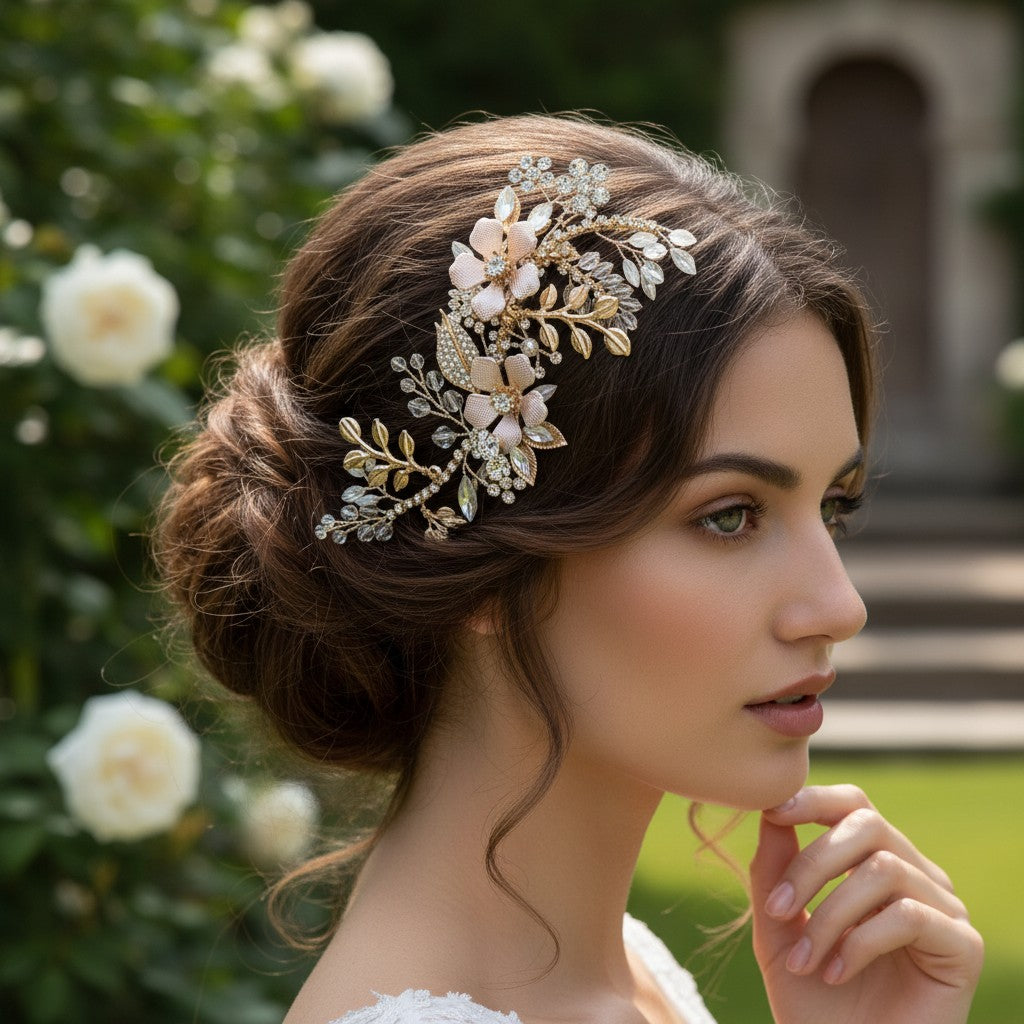 ATHENA COLLECTION - EXQUISITE PINK BLUSH HEADPIECE - HC232