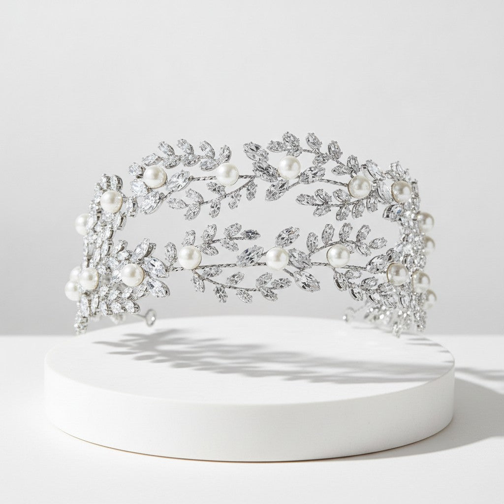 CUBIC ZIRCONIA COLLECTION - ENCHANTING PEARL HEADPIECE - AHB117