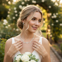 CUBIC ZIRCONIA COLLECTION - SIMPLY CHIC NECKLACE SET - CZNK152 SILVER