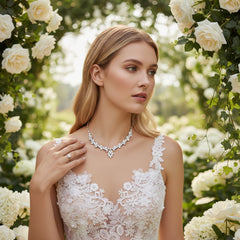 CUBIC ZIRCONIA COLLECTION - GLITZY STARLET NECKLACE SET - CZNK154