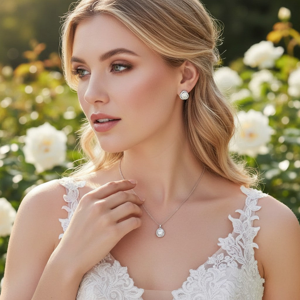 CUBIC ZIRCONIA COLLECTION - GRACEFUL CRYSTAL NECKLACE SET - CZNK156