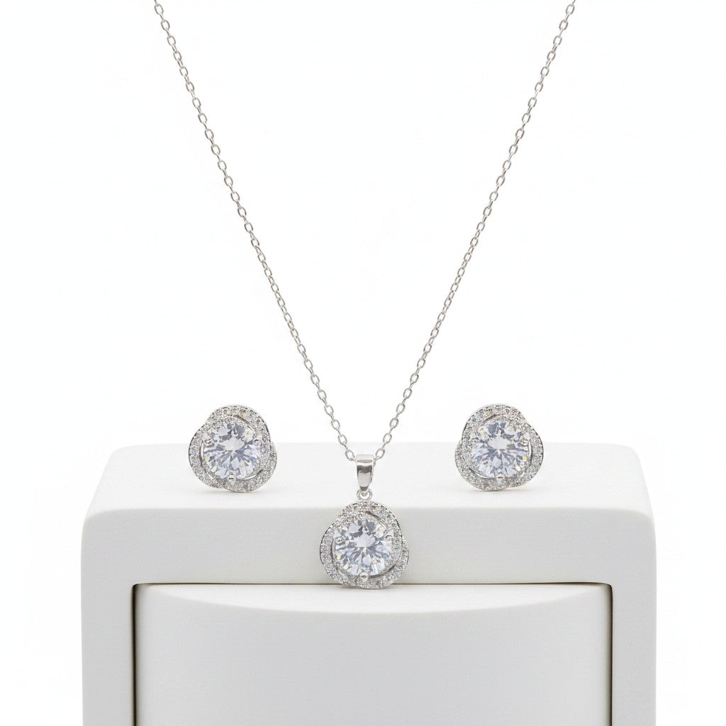 CUBIC ZIRCONIA COLLECTION - GRACEFUL CRYSTAL NECKLACE SET - CZNK156