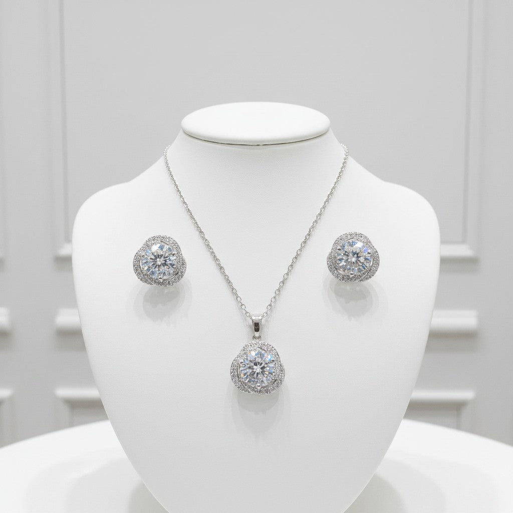 CUBIC ZIRCONIA COLLECTION - GRACEFUL CRYSTAL NECKLACE SET - CZNK156