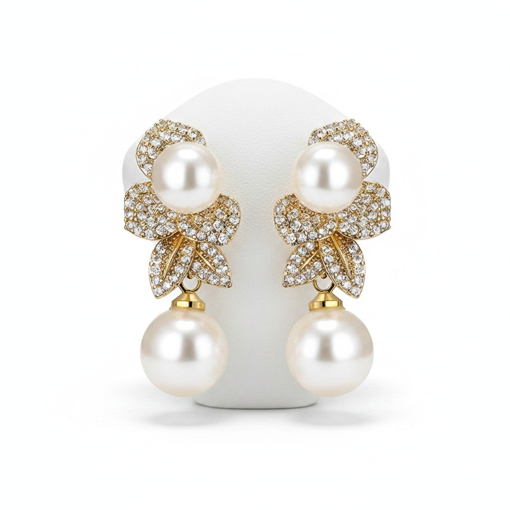CUBIC ZIRCONIA COLLECTION - VINTAGE SPARKLE EARRINGS - CZER619 GOLD