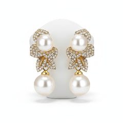 CUBIC ZIRCONIA COLLECTION - VINTAGE SPARKLE EARRINGS - CZER619 GOLD