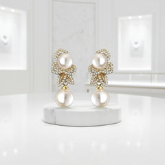 CUBIC ZIRCONIA COLLECTION - VINTAGE SPARKLE EARRINGS - CZER619 GOLD