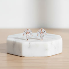 CUBIC ZIRCONIA COLLECTION - DAINTY GEM EARRINGS -CZER623 ROSE GOLD