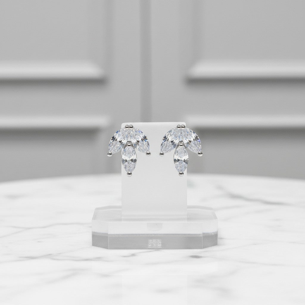 CUBIC ZIRCONIA COLLECTION - DAINTY GEM EARRINGS -CZER623 SILVER