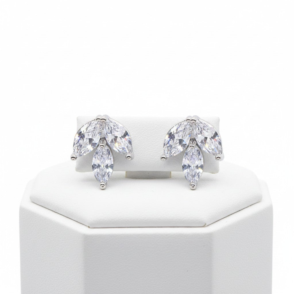 CUBIC ZIRCONIA COLLECTION - DAINTY GEM EARRINGS -CZER623 SILVER