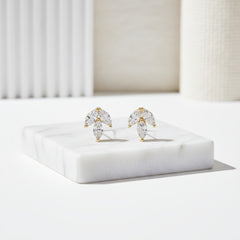 CUBIC ZIRCONIA COLLECTION - DAINTY GEM EARRINGS -CZER623 GOLD