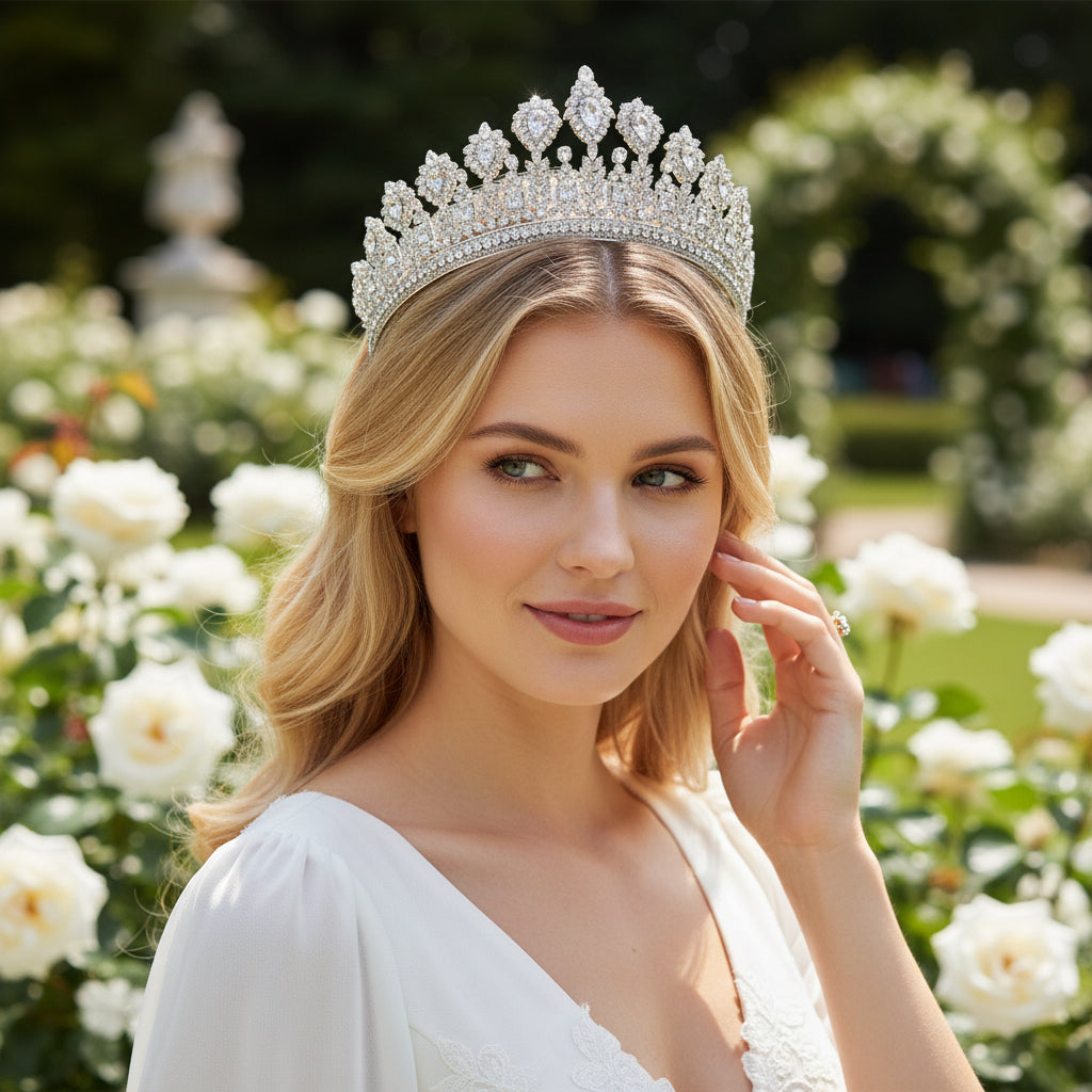 CUBIC ZIRCONIA COLLECTION - REGAL BEAUTY TIARA - AHB119