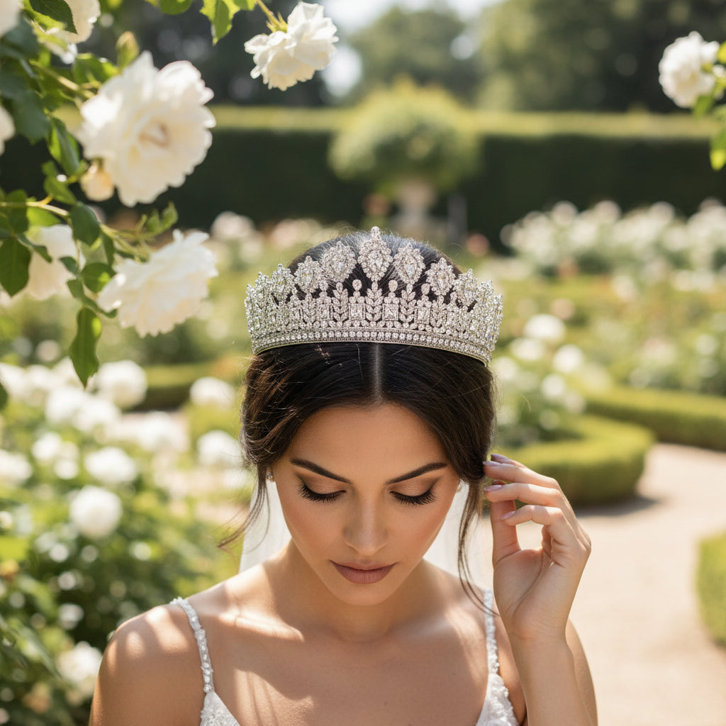 CUBIC ZIRCONIA COLLECTION - REGAL BEAUTY TIARA - AHB119