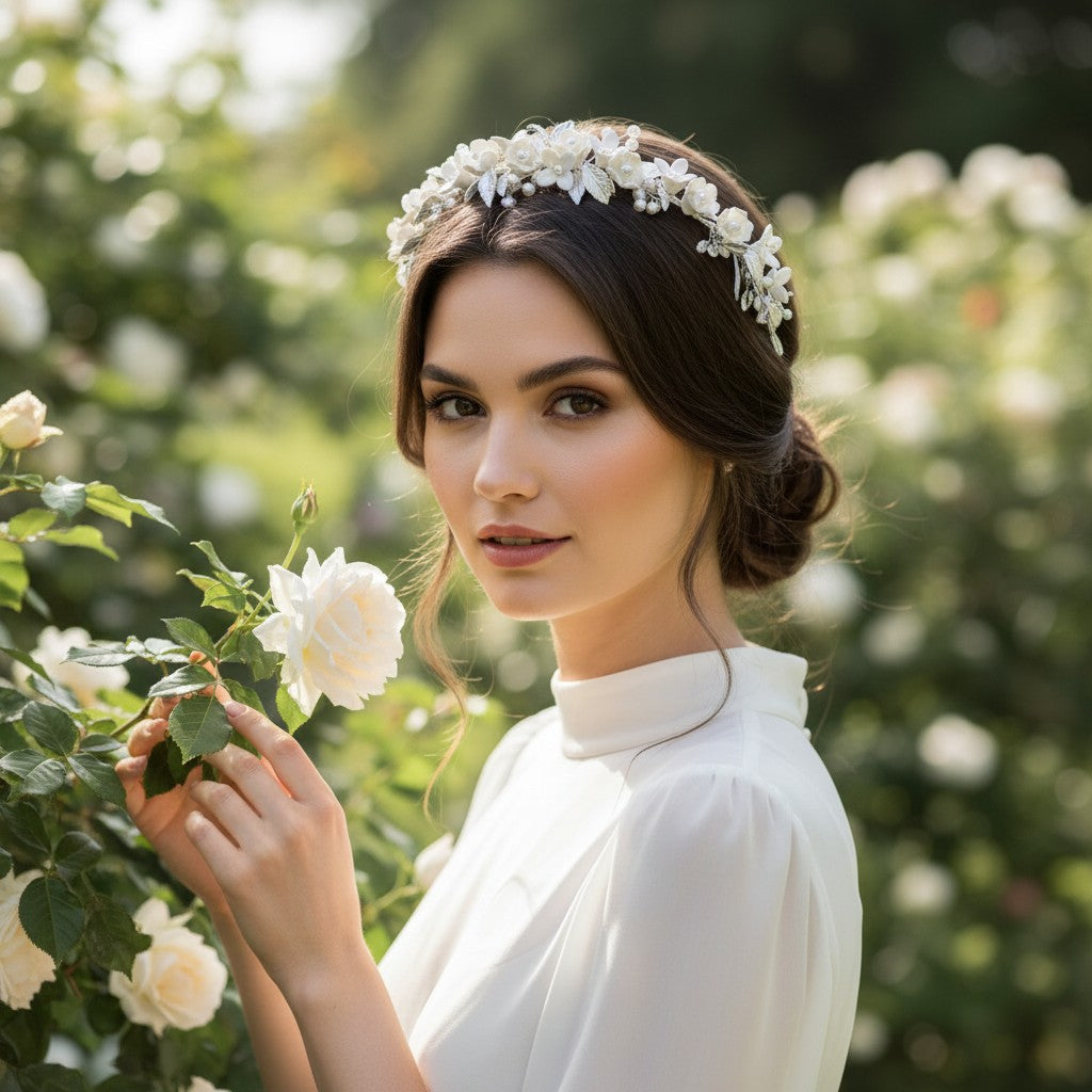 ATHENA COLLECTION - EXQUISITE PEARLIE HEADBAND - AHB121 SILVER