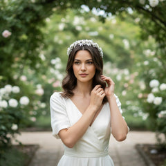 ATHENA COLLECTION - EXQUISITE PEARLIE HEADBAND - AHB121 SILVER