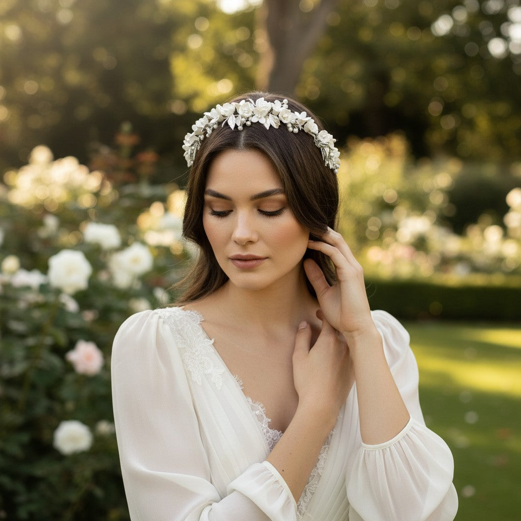 ATHENA COLLECTION - EXQUISITE PEARLIE HEADBAND - AHB121 SILVER