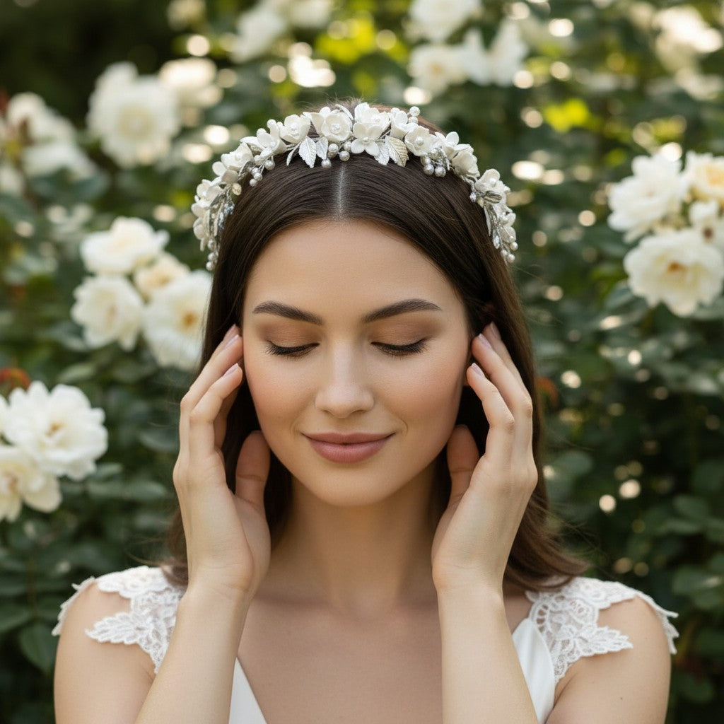 ATHENA COLLECTION - EXQUISITE PEARLIE HEADBAND - AHB121 SILVER