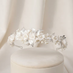 ATHENA COLLECTION - EXQUISITE PEARLIE HEADBAND - AHB121 SILVER