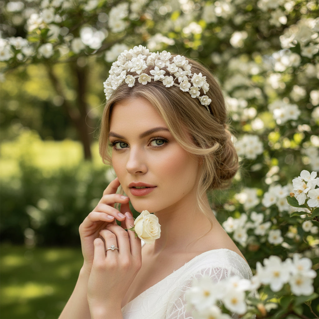 ATHENA COLLECTION - EXQUISITE FLORAL TIARA - AHB123
