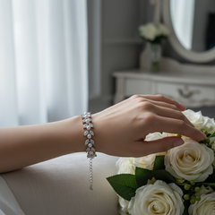 CUBIC ZIRCONIA COLLECTION - EXQUISITE STARLET BRACELET - CZBR128 PEARL
