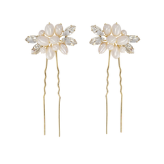 ATHENA COLLECTION - DIVINE PEARL HAIR PINS - (PAIR) PIN 47 GOLD