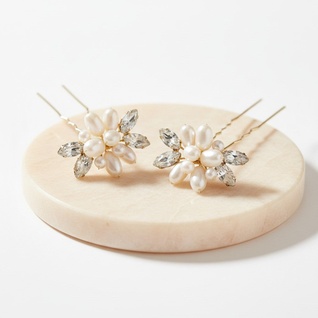ATHENA COLLECTION - DIVINE PEARL HAIR PINS - (PAIR) PIN 47 GOLD