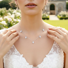 CUBIC ZIRCONIA COLLECTION - CRYSTAL DROP NECKLACE - CZNK116 - GOLD