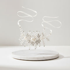 ATHENA COLLECTION - EXQUISITE PEARL HAIR VINE - HP198 SILVER
