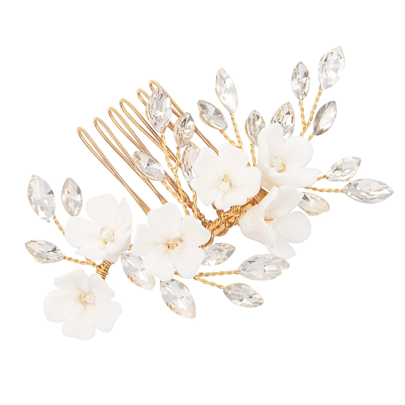 ATHENA COLLECTION - FLORAL BEAUTY COMB - HC236 GOLD