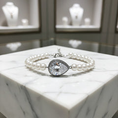 CUBIC ZIRCONIA COLLECTION - CHIC PEARL BRACELET -CZBRA15