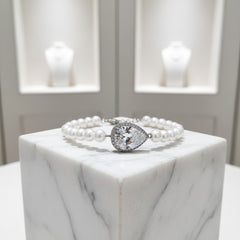 CUBIC ZIRCONIA COLLECTION - CHIC PEARL BRACELET -CZBRA15