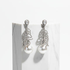 CUBIC ZIRCONIA COLLECTION - EXQUISITE GATSBY INSPIRED  EARRINGS - CZER624 SILVER
