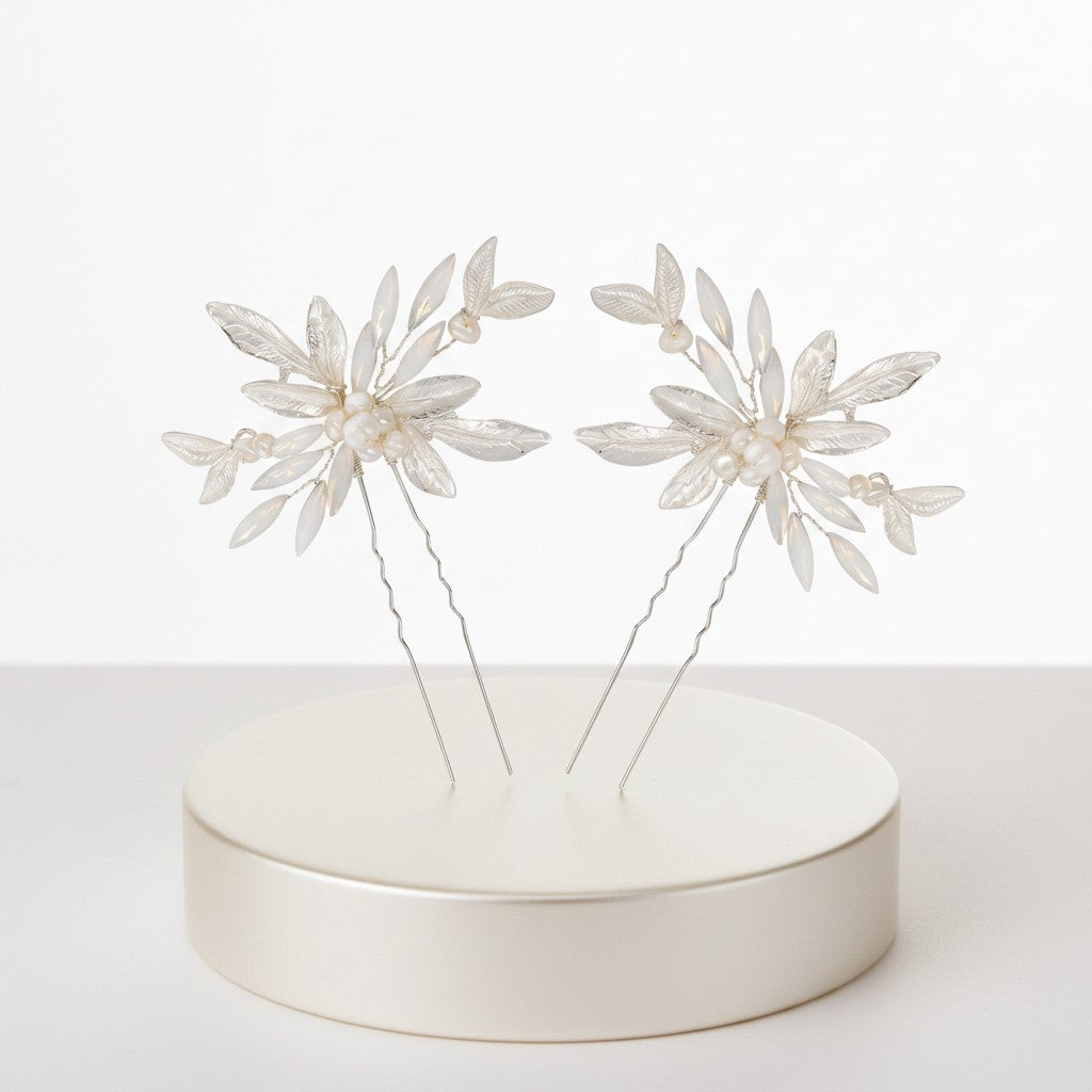 ATHENA COLLECTION - GLITZY GLAM HAIR PINS (PAIR) - PIN55 SILVER