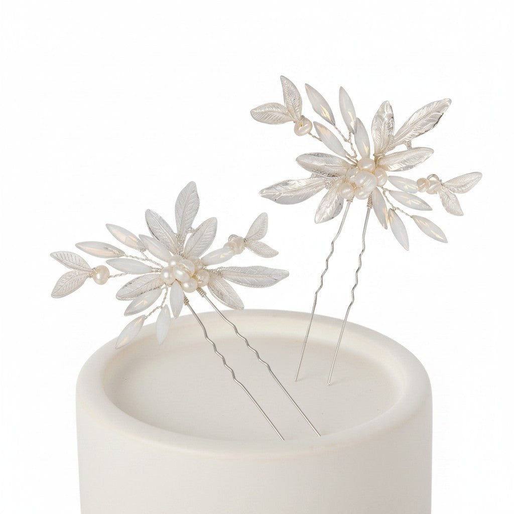 ATHENA COLLECTION - GLITZY GLAM HAIR PINS (PAIR) - PIN55 SILVER