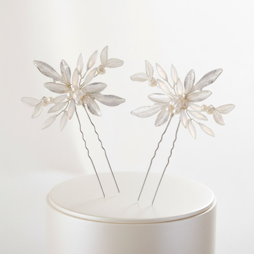 ATHENA COLLECTION - GLITZY GLAM HAIR PINS (PAIR) - PIN55 SILVER