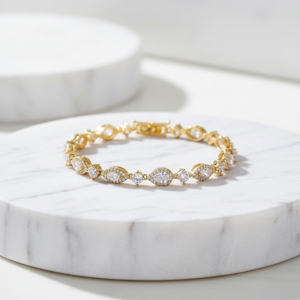 CUBIC ZIRCONIA COLLECTION - CRYSTALLURE BRACELET - BR133 GOLD